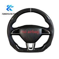 Volant en fibre de carbone bleu pour Skoda Karoq Vrs Octavia Superb 3 Mk3 Mk1 Mk4 Mk2 Rapid Fabia rs Sportline