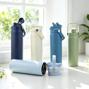 Custom Logo Stainless Steel Vacuum <b>Flask</b> 24oz Insulated Gym Water Bottle with 2-in-1 Multi-function Lid Straw & Sport Cap - Product Image 1
