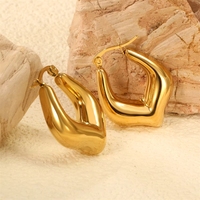 Boucles d'oreilles créoles géométriques épaisses et lisses en acier inoxydable plaqué or 18 carats, hypoallergéniques, imperméables et inaltérables