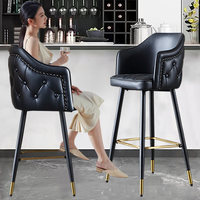 Tabouret de bar moderne de style américain, luxe léger, avec siège en cuir pleine fleur, pivotant, pour usage domestique, tabouret d'îlot