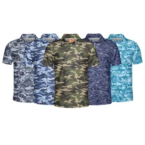 Custom logo quick dry golf clothes oversized graphic print blank hunting camo polo t-shirts