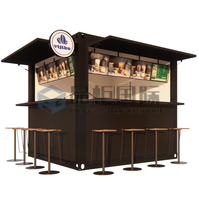 Kiosque Conteneur de Magasin en Acier Préfabriqué Moderne 10 pi 20 pi, Mini Bar Mobile pour Cuisine Extérieure et Restaurant, Design Amovible