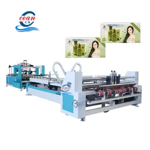 Full automatic corrugated folder gluer machinery cardboard carton box gluing machine