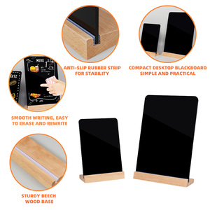<span class=keywords><strong>Mini</strong></span> <span class=keywords><strong>Pizarra</strong></span> de Escritorio con Base de Madera de Haya Premium, <span class=keywords><strong>Pizarra</strong></span> Acrílica Portátil, Letrero de Menú para Mesa, para Restaurante, Cafetería - Product Image 2