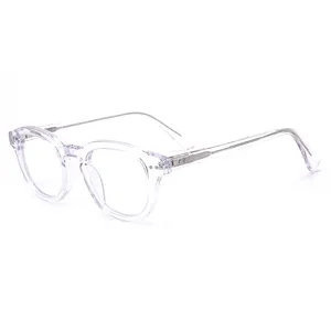 نظارات بصرية بإطار من الأسيتات البيضاوي الشفاف للبيع بالجملة JS60006