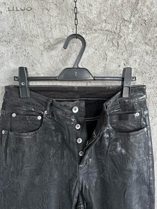 <span class=keywords><strong>Jeans</strong></span> Flare Personalizzati da Uomo, Pantaloni Cargo in Denim Cerato Lavato con Stampa Vintage, <span class=keywords><strong>Jeans</strong></span> Cerati Impermeabili - Product Image 4
