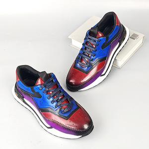 Men's Genuine Leather <b>Round</b> Toe Lace-up Dress Shoes Mixed Colors <b>Cushioned</b> Rubber Outsole Office Career All Seasons - Product Image 3