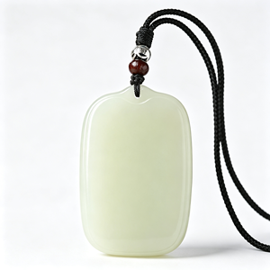 Pendentif en jade Hetian naturel, carte de la paix, collier pour homme, surface lisse, bijoux - Product Image 1