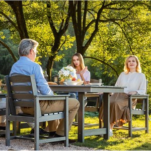 Dwoo grigio moderno 7 pezzi all'aperto Patio tavolo da pranzo Set per <span class=keywords><strong>tutte</strong></span> <span class=keywords><strong>le</strong></span> stagioni impermeabile Hotel ristorante tavolo Set sedie - Product Image 5