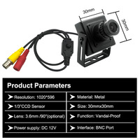 Caméra CCTV analogique Sony CCD 700TVL 30*30mm, objectif 3.6mm, mini caméra industrielle en boîtier avec menu OSD