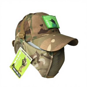 Masque tactique respirant en fil d'acier demi-visage pour les amateurs de plein air, masque en maille pliable pour <span class=keywords><strong>airsoft</strong></span>, chapeau - Product Image 2