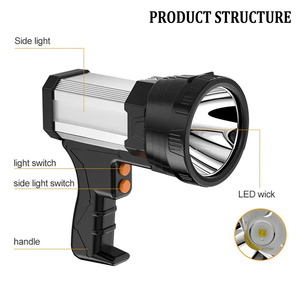 Linterna de Patrulla de Mano Súper Brillante de Alta Potencia, Resistente al Agua, Recargable por USB, Linterna LED Portátil, Linterna Táctica, Linterna de Búsqueda - Product Image 2