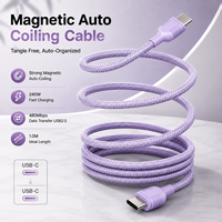 Câble magnétique USB-C vers USB-C 1M 240W USB 2.0 à charge rapide, câble de données blindé en nylon tressé pour ordinateur portable OEM/ODM
