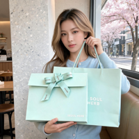 Sac cadeau de luxe bleu roi personnalisé avec poignée en ruban satiné pour sacs à main, vêtements, emballage de vente au détail vide