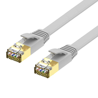 Cable de Red Plano Cat7 de Alta Velocidad 10Gbps 600MHz STP Blindado con Conector Chapado en Oro y Revestimiento LSZH para Centro de Datos