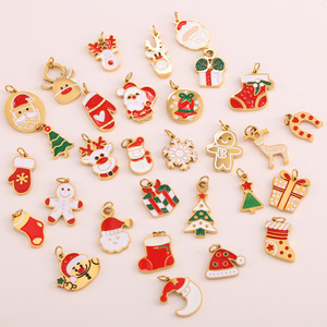 Nouveaux accessoires de bijoux en acier inoxydable, série de Noël DIY, pendentif mignon de Père Noël pour la création de breloques de bijoux - Product Image 1