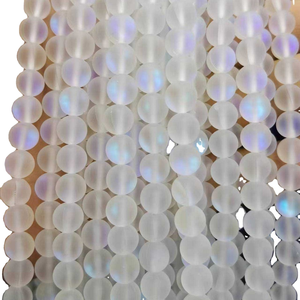 Exquisite Matte Mermaid Mystic <strong>Aura</strong> Quartz Round Crystal Glass <strong>Beads</strong> and Frosted Moonstone <strong>Beads</strong> Collection for Bracelets - Product Image 1