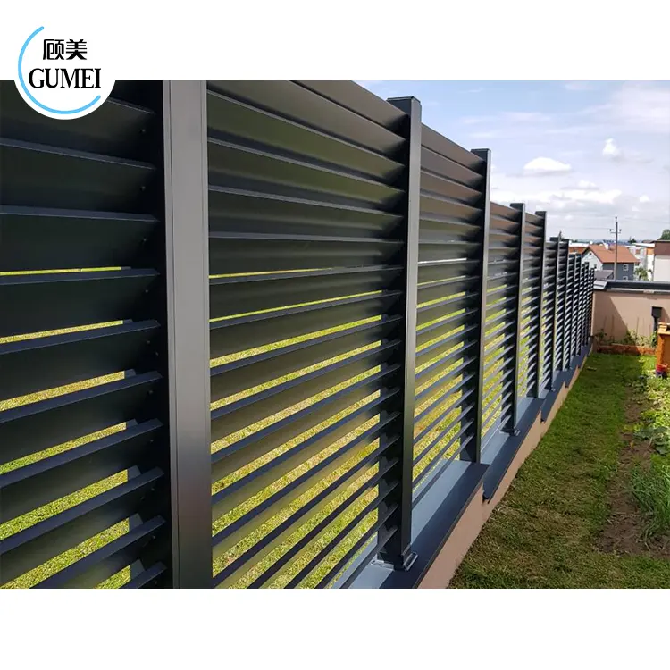 In Stock Garden Aluminum Balcony Privacy Fence Profile Louver Frame Bar Horizontal Slat Fencing