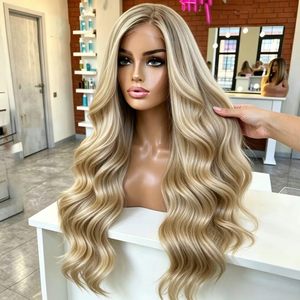 Parrucche in <span class=keywords><strong>Capelli</strong></span> Umani <span class=keywords><strong>Biondo</strong></span> <span class=keywords><strong>Cenere</strong></span> 13x4 HD Lace Front con Onde Morbide e Lisci, Pre-Piumate, Senza Colla, in <span class=keywords><strong>Capelli</strong></span> Vergini per Donne Nere - Product Image 2