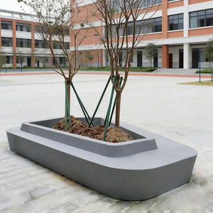 GRC Combined Planter <b>Bench</b> Custom UHPC Unique Public <b>Bench</b> Landscape Furnishings for Municipal Green Squares - Product Image 2