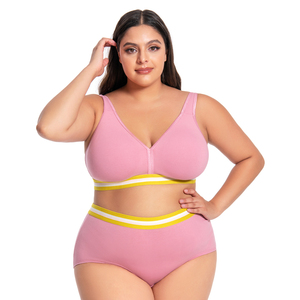 女性のためのOEMカスタムメイドファブリックカップパッド入りワイヤレスコットンブラセクシーな腕立て伏せプラスサイズフルカバレッジラージカップサイズ - Product Image 2