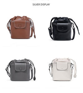 Luxury Genuine Leather Women's <b>Shoulder</b> <b>Bags</b> Fashion Bucket Crossbody <b>Bag</b> Drawstring <b>Shoulder</b> Women's <b>Bags</b> Wholesale Products - Product Image 3