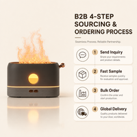 Humidificateur d'air à flamme 200 ml, directement de l'usine, logo personnalisé OEM ODM, faible MOQ, diffuseur d'arômes ultrasonique USB avec lumière ambiante 3 couleurs