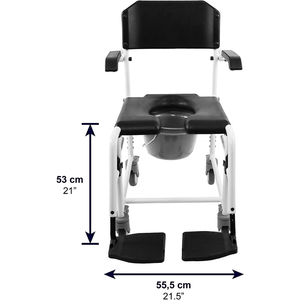 <b>Shower</b> <b>Chair</b> with Wheels for Seniors, Wheelchair with Commode, Black Bath <b>Chair</b> KMINA K30010 - Product Image 3