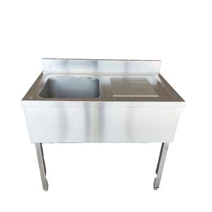 Évier double en acier inoxydable épaissi VCT, cuve droite avec égouttoir gauche, 180*70*90mm, station de lavage industrielle - Product Image 6