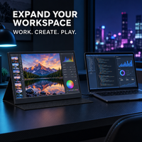 Écran portable tactile 16 pouces personnalisé OEM IPS FHD Plus 100Srgb avec étui folio double USB-C HDMI pour le bureau, les voyages et le travail, compatible avec les ordinateurs portables