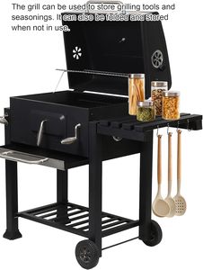 Parrilla de Carbón para Exteriores con Ruedas, de Hierro Fundido, con Mesa Lateral, L113.5*W65.5*H107cm - Product Image 5