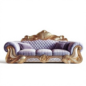 Sofá de 3 Plazas de Madera de Teca Sólida Hecho a Mano, Muebles de Sala de Estar de Lujo, Sofá de Madera Tallado a Mano Clásico y Elegante con Asiento Espacioso - Product Image 2