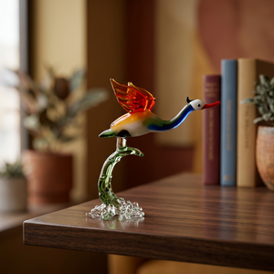 Petite figurine de canard en verre soufflé à la main, sculpture animale aux couleurs arc-en-ciel, art décoratif, objet de collection, cadeau, Rajasthan, Pâques - Product Image 4