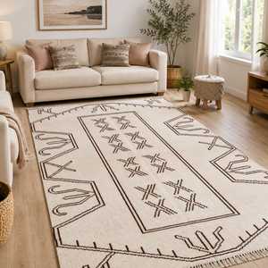 Alfombra de Lana Anudada a Mano, Alfombra Moderna con Diseño Geométrico - Product Image 6