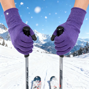 Stock Wholesale Outdoor Waterproof Three Layer Warm Knitted Touch Screen Gloves Leakproof Breathable For Skiing <b>Cycling</b> Fishing - Product Image 2