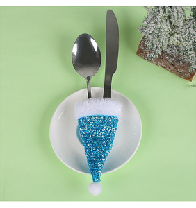 Chapeau <span class=keywords><strong>de</strong></span> noël porte-ustensiles ensemble paillettes argenterie manchon festif fête <span class=keywords><strong>de</strong></span> noël vaisselle décor <span class=keywords><strong>Table</strong></span> à manger réglage - Product Image 6
