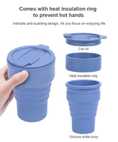 Mug à café pliable réutilisable en silicone de qualité alimentaire, portable pour les voyages, avec plateau, compatible lave-vaisselle et micro-ondes, couleur personnalisée