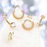 Toposh Fels Schmetterling Blume klar CZ Labret Knorpel Tragus Daith Bauchnabel Bauchnabel 14K Massivgold Nase Ring Nagel Piercing-Schmuck