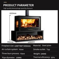 Insert de foyer en acier pour poêle à bois, haute efficacité, chauffage domestique intérieur pour l'hiver