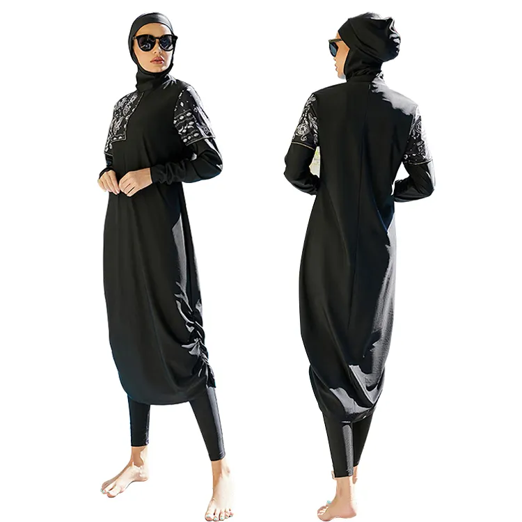 2022 Open Hot Sexy Girl Bikini Zipper Up Muslim Long Sleeve Swimsuit 1Pc Modest Muslim Swimwear For Women