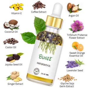 BUNEE – huile de romarin à formule biologique, huile de ricin à croissance rapide pour tous les types de cheveux, 60ml