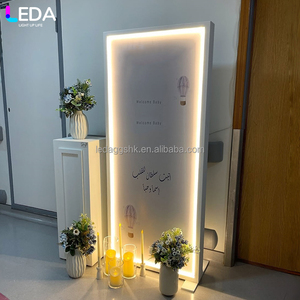 LEDA Modern New Arrival Wedding Entrance Led Acrylic Welcome Sign <b>Backdrop</b> Mirror Photo Booth <b>Stand</b> Set for Events - Product Image 1