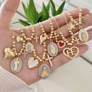 BD-C6768 Collier ras-de-cou simple et raffiné avec pendentifs en émail (cœur, étoile, croix, médaille Vierge <span class=keywords><strong>Marie</strong></span>) – Bijoux chrétiens tendance - Product Image 1
