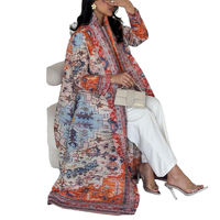 Robe élégante pour femmes, faite à la main, imprimée, grande taille, coupe-vent en polyester avec design plissé, abaya musulmane traditionnelle de haute qualité