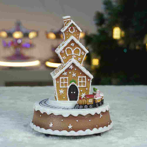 Village de trains de Noël 2026 avec maisons en pain d'épices, figurines en résine et musique pour décorations de Noël - Product Image 2