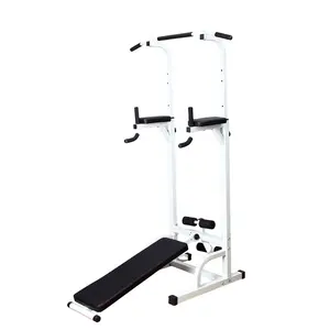 Multifunctionele Power Toren Met Zitten Bankje, verstelbare Hoogte Pull Up Toren Zware Dip Station Fitnessapparatuur