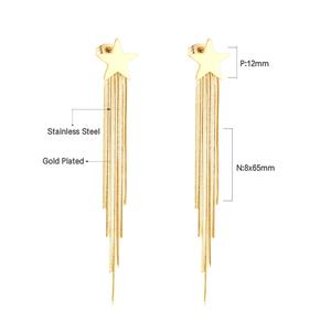 Pendientes Largos de Borla con Estrella de Acero Inoxidable Chapado en Oro de 18K, Joyería de Moda para Mujer, Accesorios de Fiesta Modernos, Pendientes Colgantes - Product Image 1