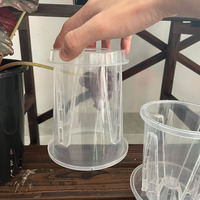 Pot de fleurs traditionnel en PP transparent respirant et robuste de 4 pouces avec soucoupe, capacité de 0,4 L pour orchidée
