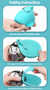 Bouteille de voyage mignonne en acier inoxydable 304 pour chien et chat, bol pliable en silicone, gourde anti-fuite pour chiot, pour la promenade et le camping, Leyocar - Product Image 5