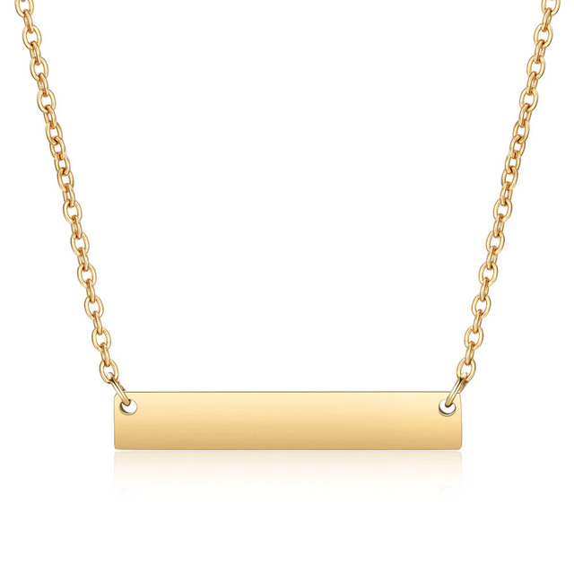 Wholesale Customized Blank Bar Necklace Engraved Jewelry Customized Engraved Gold Horizontal Bar Necklace